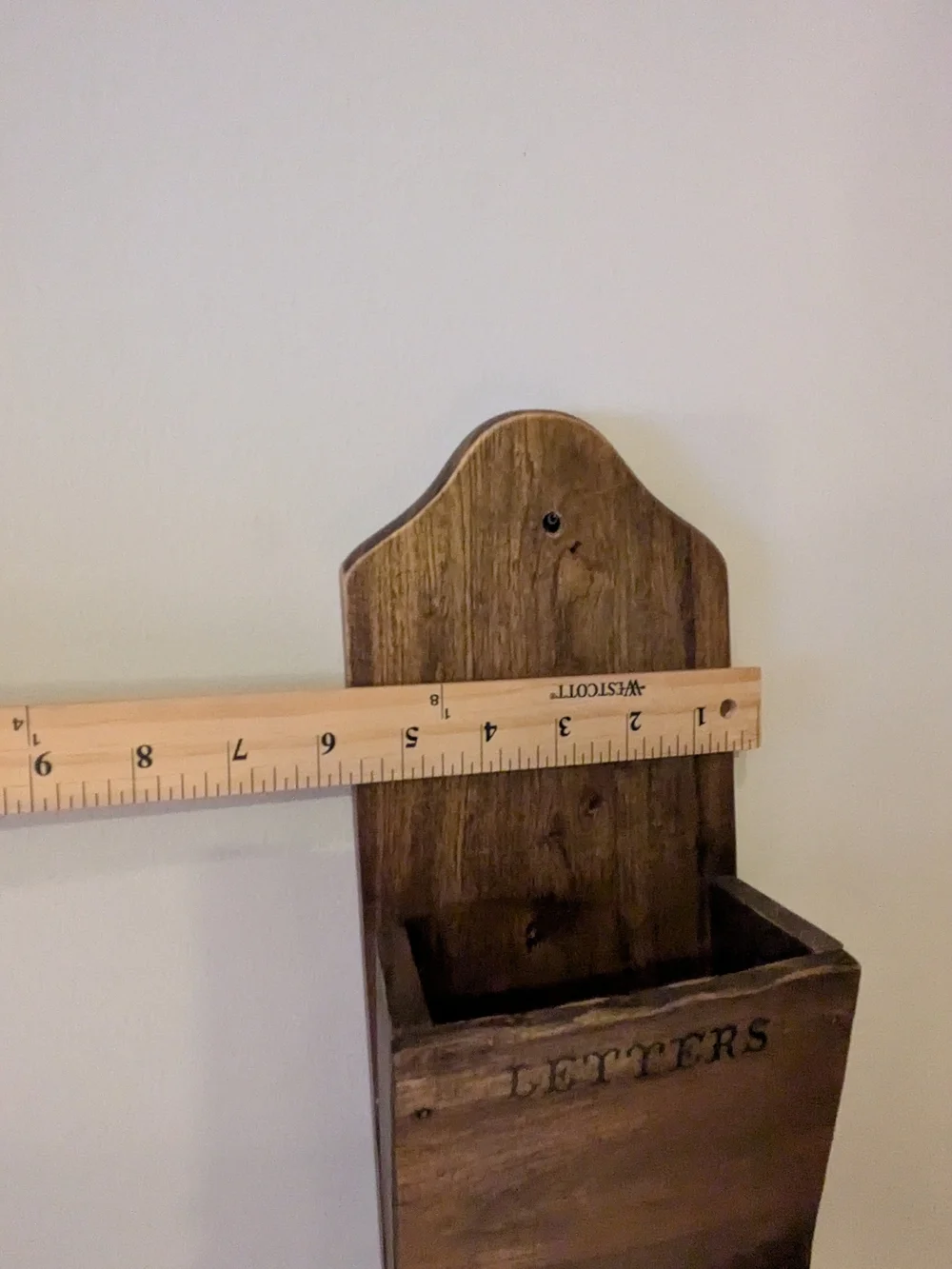 Vintage Rustic Wooden Hanging Wall Organizer Letters Mail & Bill Holder 20x6